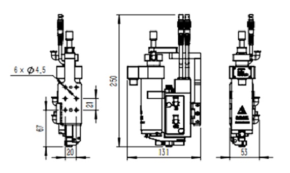 Micro piezoelectric valve body dimensions diagram