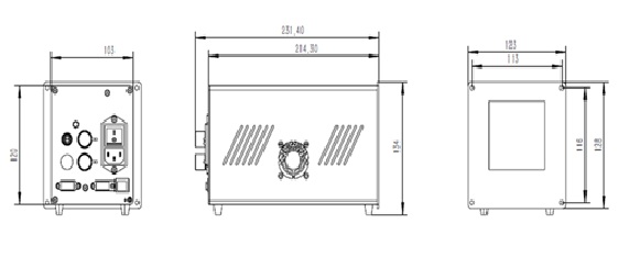 Piezoelectric valve controller dimensions overview