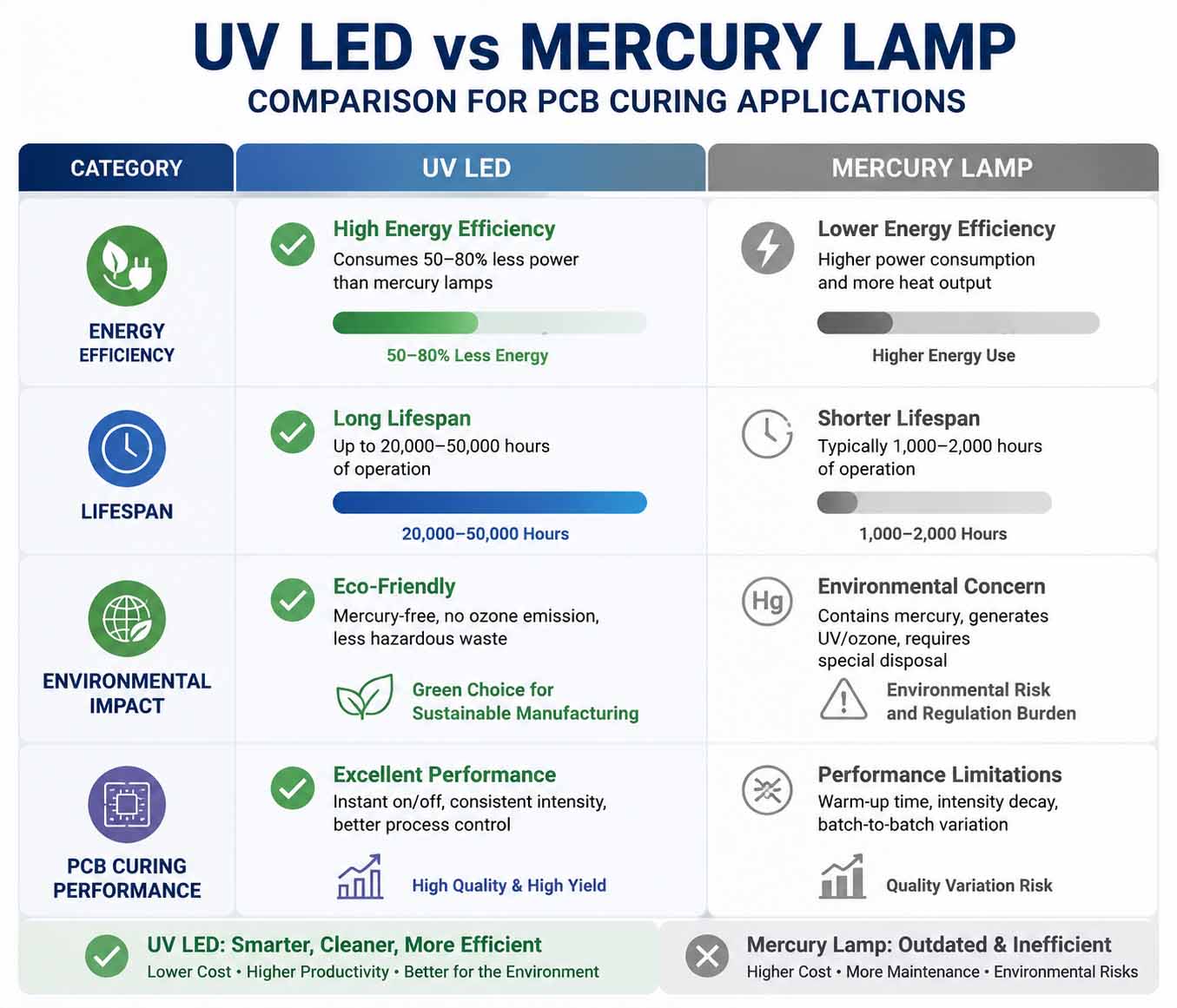 Timeline of mercury regulations affecting UV curing equipment 2024-2027 showing RoHS exemption expiration and Minamata Convention milestones