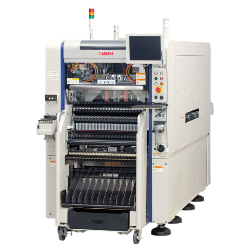 Yamaha YSM40R pick and place machine with feeder carts fully loaded — verify the count, type and live performance of every feeder during inspection